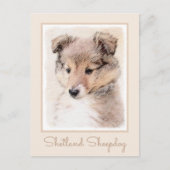 Shetland Sheepdog Puppy Pap Painting Original Dog Briefkaart (Voorkant)