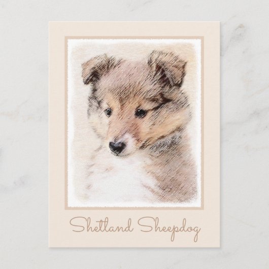 Shetland Sheepdog Puppy Pap Painting Original Dog Briefkaart (Voorkant)