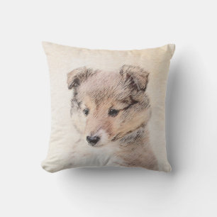 Shetland Sheepdog Puppy Pap Painting Original Dog Buitenkussen