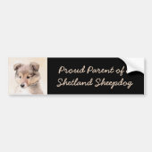 Shetland Sheepdog Puppy Pap Painting Original Dog  Bumpersticker (Voorkant)