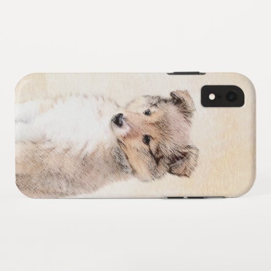Shetland Sheepdog Puppy Pap Painting Original Dog Case-Mate iPhone Case (Achterkant (horizontaal))