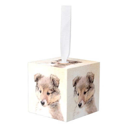 Shetland Sheepdog Puppy Pap Painting Original Dog Decoratie (Voorkant hoekig)