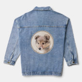 Shetland Sheepdog Puppy Pap Painting Original Dog  Denim Jacket (Achterkant)