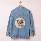 Shetland Sheepdog Puppy Pap Painting Original Dog  Denim Jacket (Hangar)