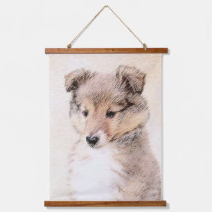 Shetland Sheepdog Puppy Pap Painting Original Dog  Hangend Wandkleed