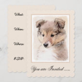 Shetland Sheepdog Puppy Pap Painting Original Dog  Kaart (Voorkant / Achterkant)