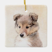 Shetland Sheepdog Puppy Pap Painting Original Dog  Keramisch Ornament (Voorkant)