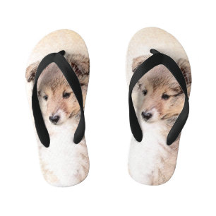 Shetland Sheepdog Puppy Pap Painting Original Dog  Kinder Teenslippers