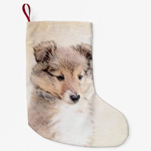 Shetland Sheepdog Puppy Pap Painting Original Dog Kleine Kerstsok
