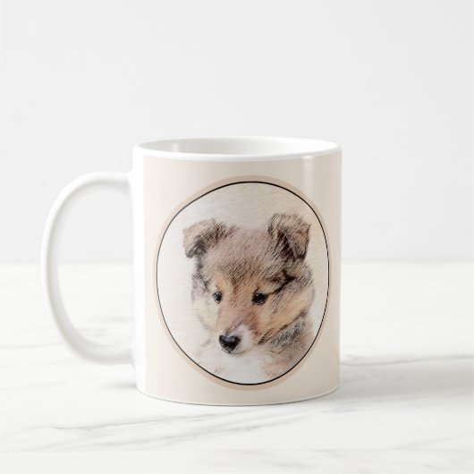 Shetland Sheepdog Puppy Pap Painting Original Dog  Koffiemok (Links)