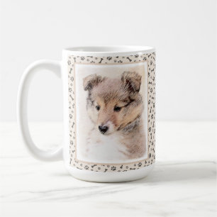 Shetland Sheepdog Puppy Pap Painting Original Dog Koffiemok