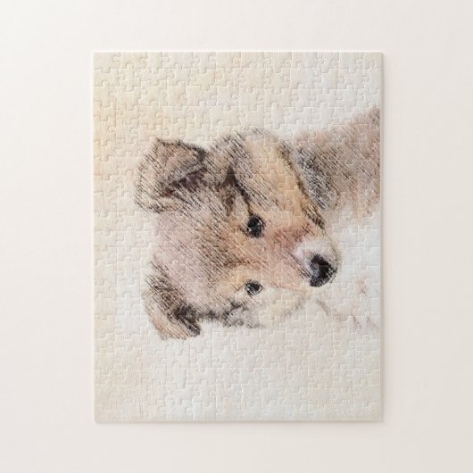 Shetland Sheepdog Puppy Pap Painting Original Dog Legpuzzel (Verticaal)