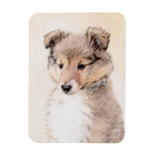 Shetland Sheepdog Puppy Pap Painting Original Dog  Magneet