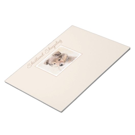 Shetland Sheepdog Puppy Pap Painting Original Dog Notitieblok (Schuin)