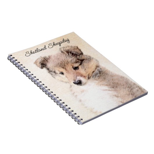 Shetland Sheepdog Puppy Pap Painting Original Dog  Notitieboek (Rechterzijde)