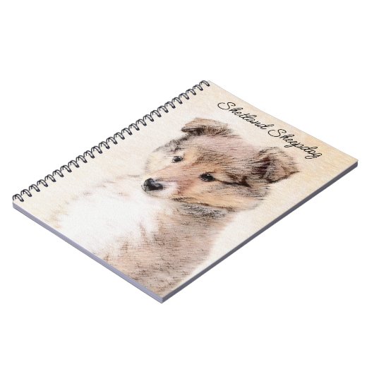 Shetland Sheepdog Puppy Pap Painting Original Dog  Notitieboek (Linkerzijde)