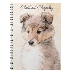 Shetland Sheepdog Puppy Pap Painting Original Dog  Notitieboek