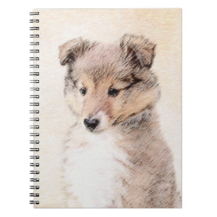 Shetland Sheepdog Puppy Pap Painting Original Dog Notitieboek