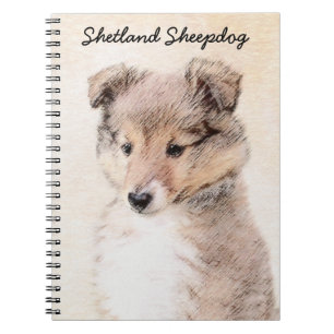 Shetland Sheepdog Puppy Pap Painting Original Dog  Notitieboek