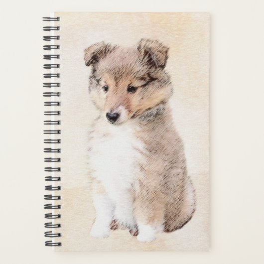 Shetland Sheepdog Puppy Pap Painting Original Dog Planner (Voorkant)
