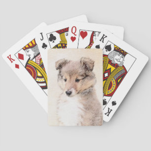 Shetland Sheepdog Puppy Pap Painting Original Dog  Pokerkaarten