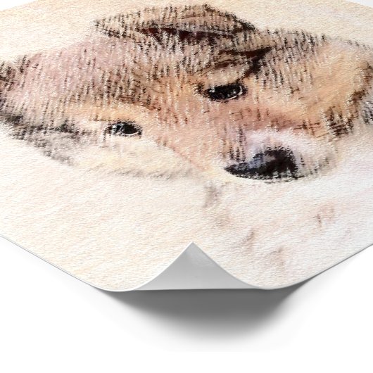 Shetland Sheepdog Puppy Pap Painting Original Dog Poster (Hoek)