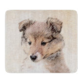 Shetland Sheepdog Puppy Pap Painting Original Dog  Snijplank (Voorkant)
