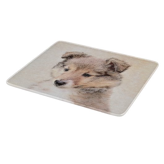 Shetland Sheepdog Puppy Pap Painting Original Dog  Snijplank (Hoek)