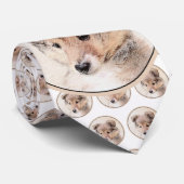 Shetland Sheepdog Puppy Pap Painting Original Dog  Stropdas (Opgerold)