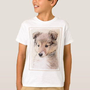 Shetland Sheepdog Puppy Pap Painting Original Dog  T-shirt