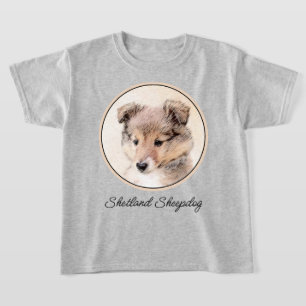 Shetland Sheepdog Puppy Pap Painting Original Dog  T-shirt