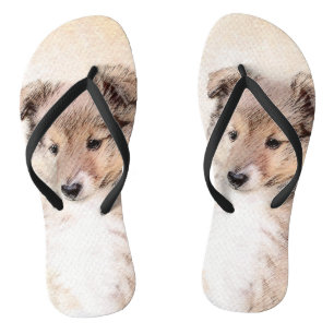 Shetland Sheepdog Puppy Pap Painting Original Dog  Teenslippers