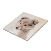 Shetland Sheepdog Puppy Pap Painting Original Dog Tegeltje (Zijkant)