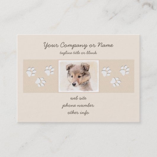 Shetland Sheepdog Puppy Pap Painting Original Dog  Visitekaartje (Voorkant)