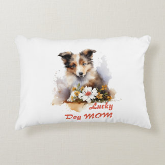 Shetland Sheepdog Puppy Pet Waterverf Flower Accent Kussen