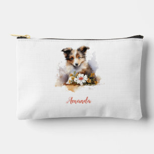 Shetland Sheepdog Puppy Pet Waterverf Flower Etui