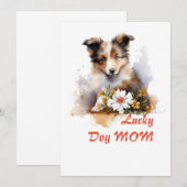 Shetland Sheepdog Puppy Pet Waterverf Flower Kaart (Voorkant / Achterkant)