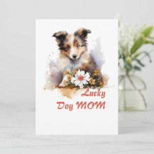 Shetland Sheepdog Puppy Pet Waterverf Flower Kaart