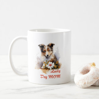 Shetland Sheepdog Puppy Pet Waterverf Flower Koffiemok