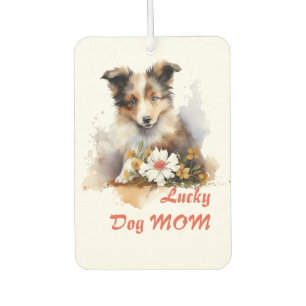 Shetland Sheepdog Puppy Pet Waterverf Flower Luchtverfrisser