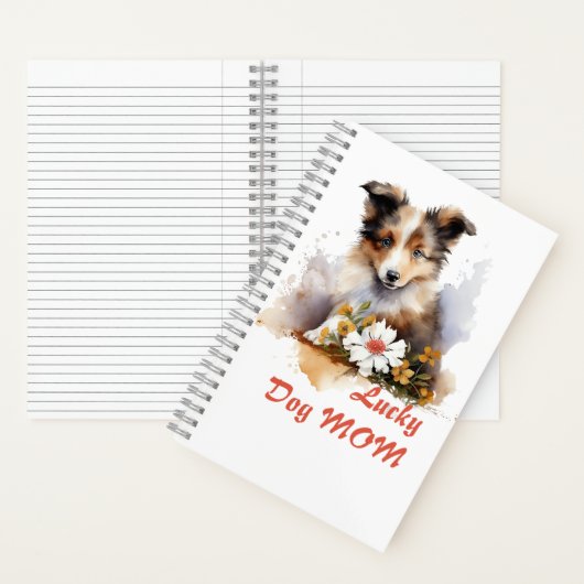 Shetland Sheepdog Puppy Pet Waterverf Flower Notitieboek (Binnen)