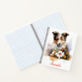 Shetland Sheepdog Puppy Pet Waterverf Flower Notitieboek (Binnen)