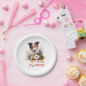 Shetland Sheepdog Puppy Pet Waterverf Flower Papieren Bordje (Feest)