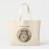 Shetland Sheepdog Puppy Schilderij Sheltie Dog Art Grote Tote Bag (Voorkant)