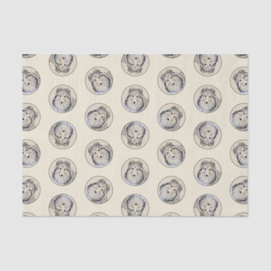 Shetland Sheepdog Puppy Schilderij Sheltie Dog Art Tissuepapier (Voorkant)