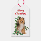 Shetland Sheepdog Red Berry Holly Kerstmis Cadeaulabel (Voorkant)