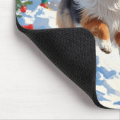 Shetland Sheepdog Rent Sneeuw Met Kerstmuts Muismat (Hoek)