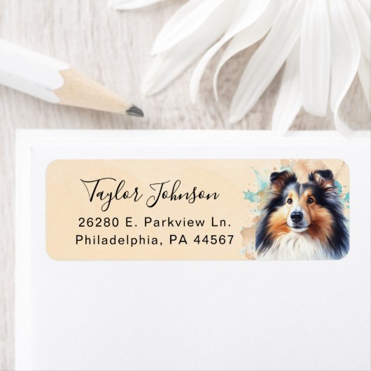 Shetland Sheepdog Retouradres Label (Insitu)