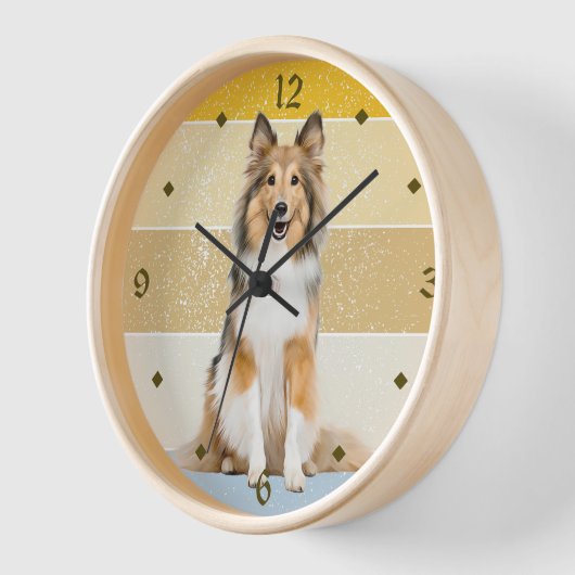 Shetland Sheepdog Retro Sunset Clock (Hoek)