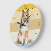 Shetland Sheepdog Retro Sunset Clock Grote Klok (Hoek)